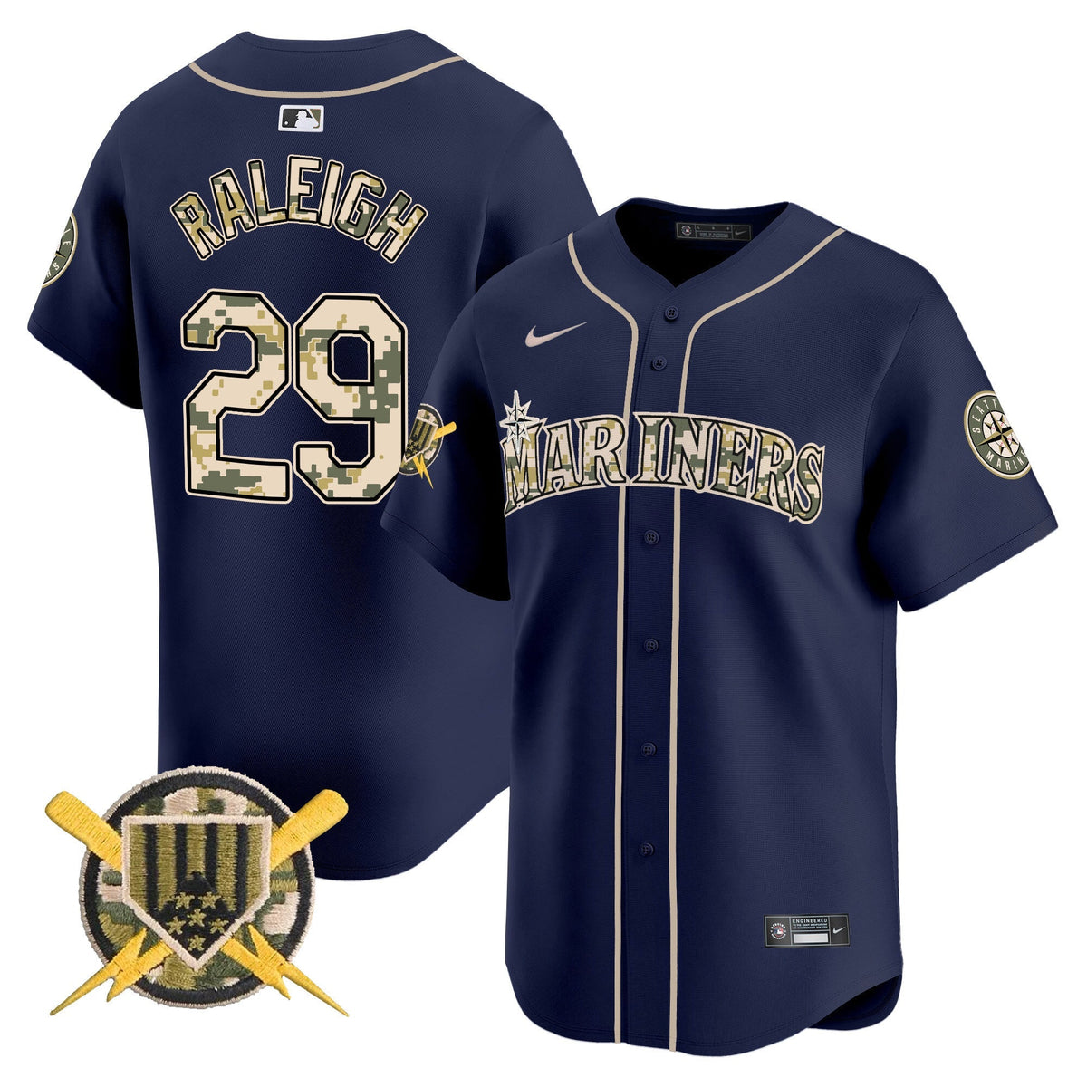Seattle Mariners Armed Forces Day Vapor Premier Limited Jersey - Stitched