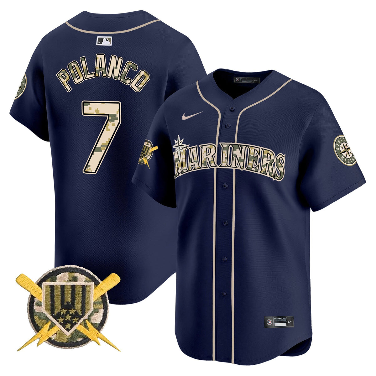 Seattle Mariners Armed Forces Day Vapor Premier Limited Jersey - Stitched