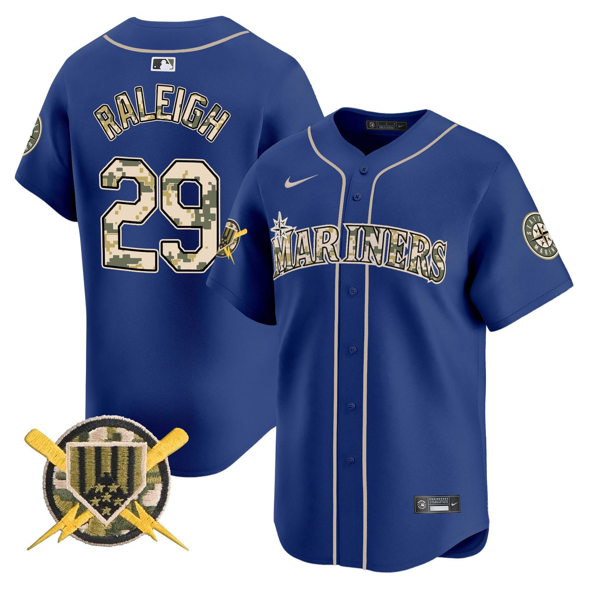 Seattle Mariners Armed Forces Day Vapor Premier Limited Jersey - Stitched