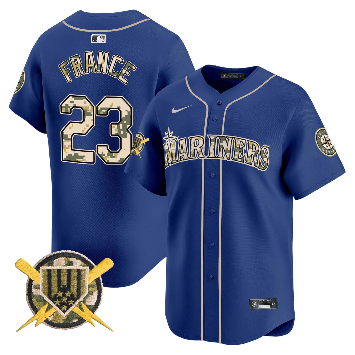 Seattle Mariners Armed Forces Day Vapor Premier Limited Jersey - Stitched