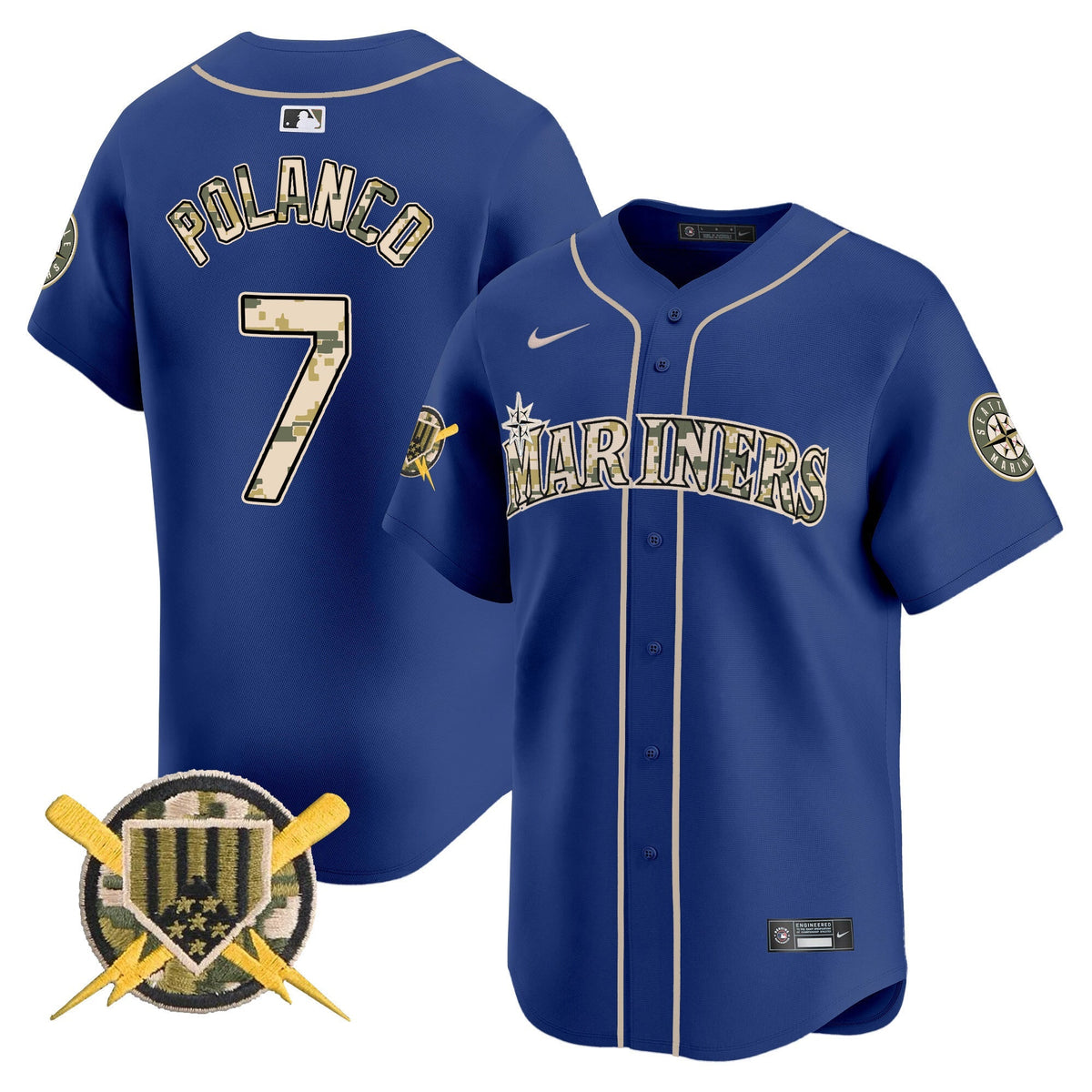 Seattle Mariners Armed Forces Day Vapor Premier Limited Jersey - Stitched