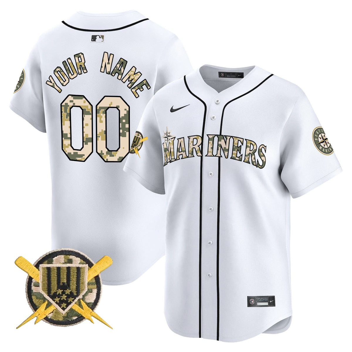 Seattle Mariners Armed Forces Day Vapor Premier Limited Custom Jersey - Stitched