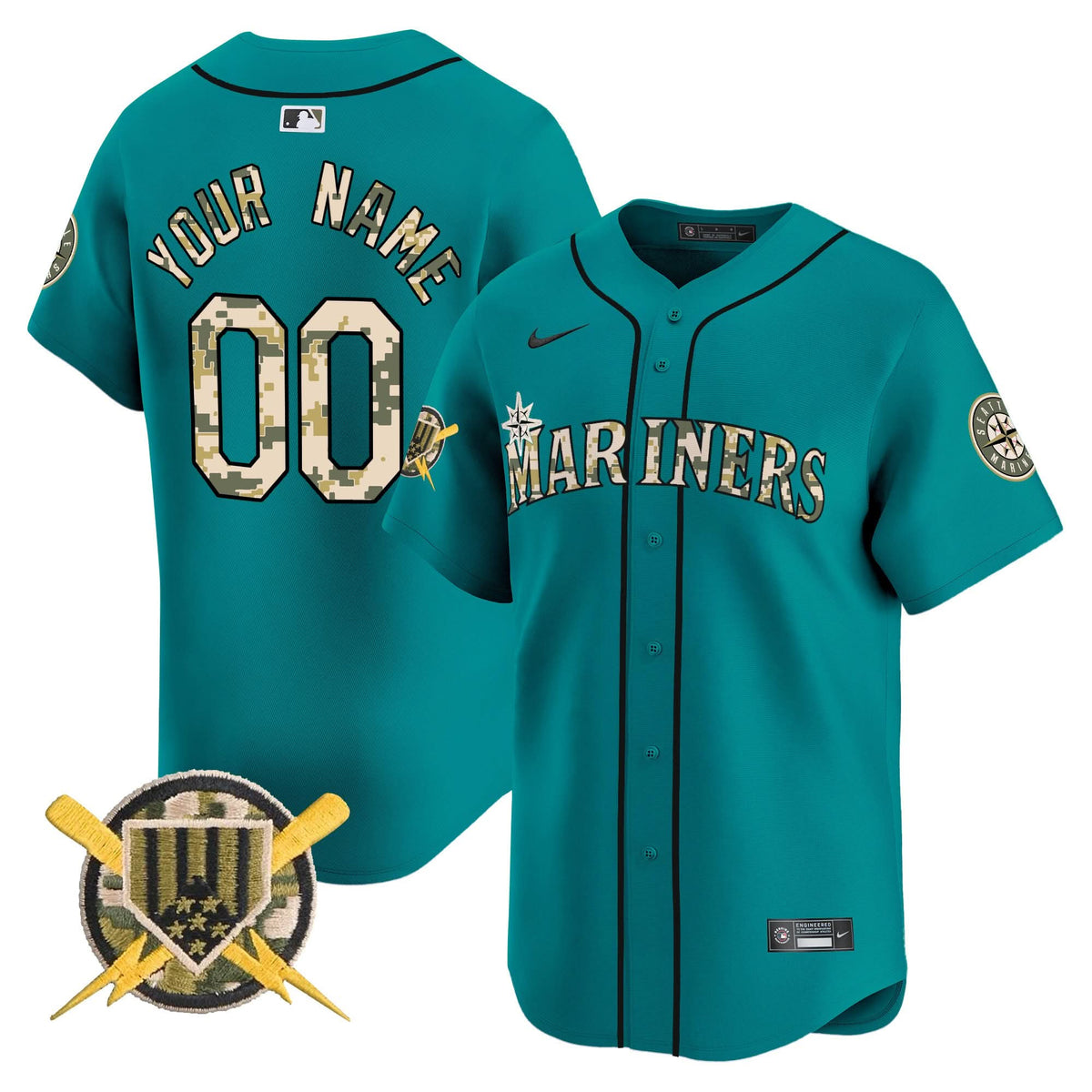Seattle Mariners Armed Forces Day Vapor Premier Limited Custom Jersey - Stitched