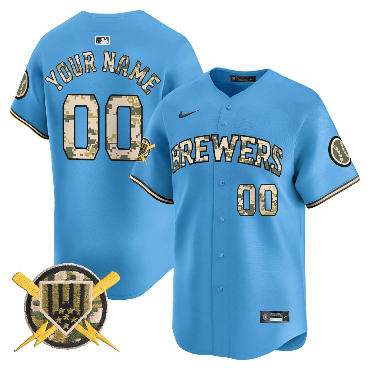 Milwaukee Brewers Armed Forces Day Vapor Premier Limited Custom Jersey - Stitched