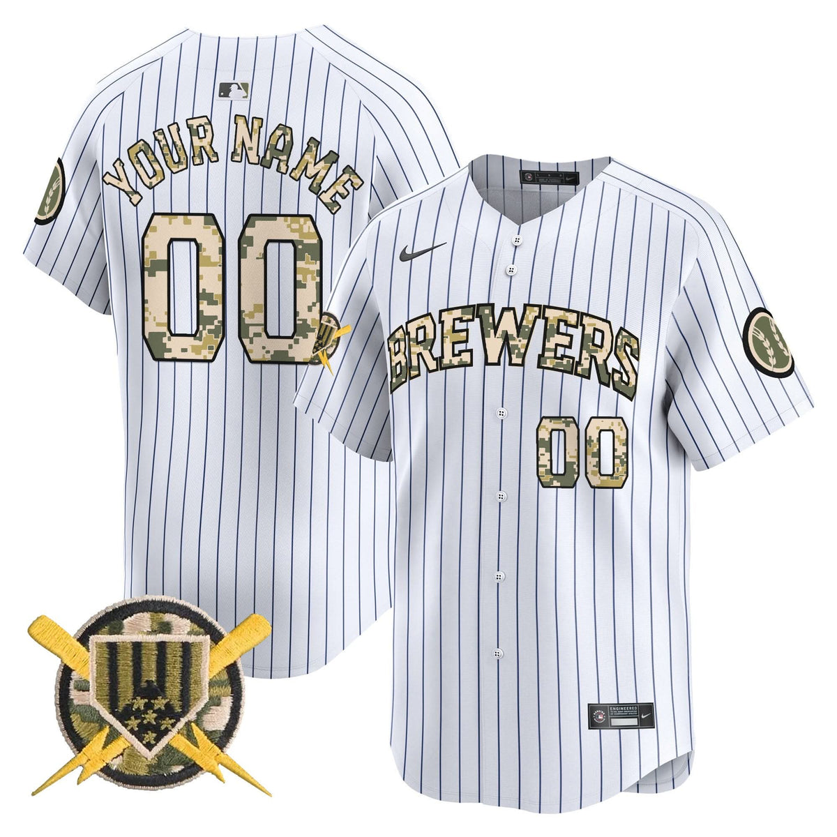 Milwaukee Brewers Armed Forces Day Vapor Premier Limited Custom Jersey - Stitched