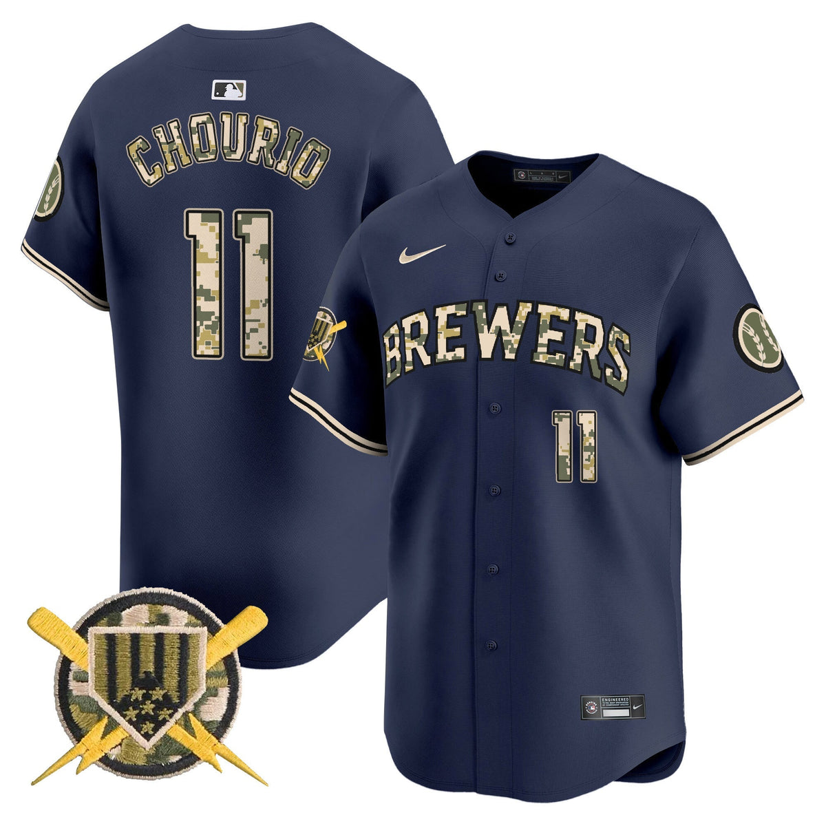 Milwaukee Brewers Armed Forces Day Vapor Premier Limited Jersey - Stitched