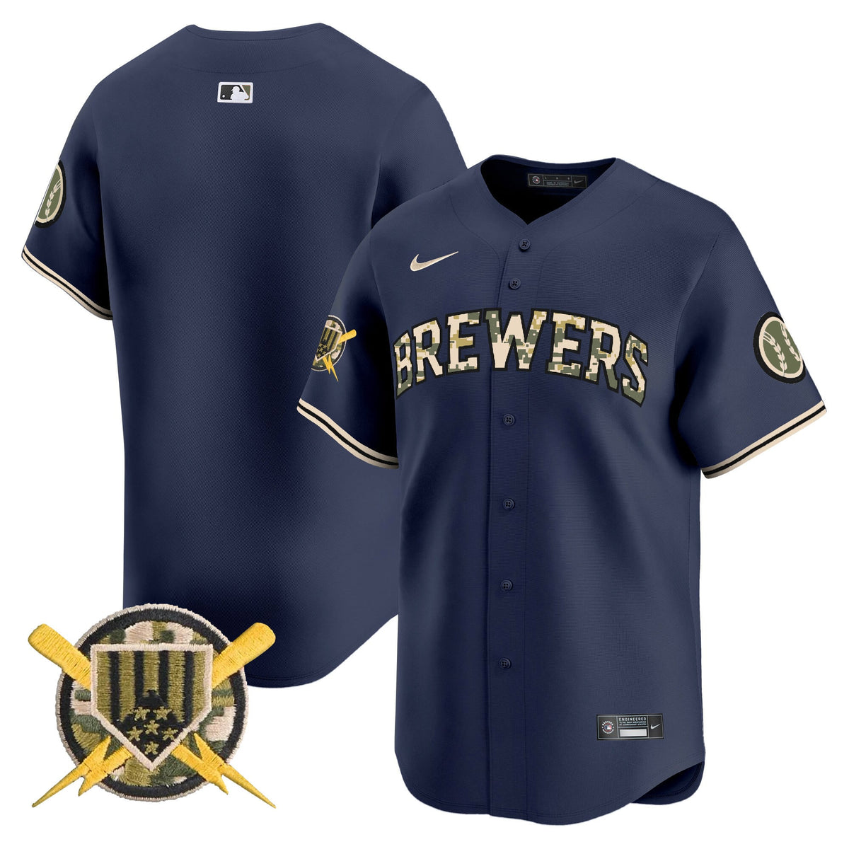 Milwaukee Brewers Armed Forces Day Vapor Premier Limited Jersey - Stitched