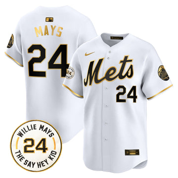 New York Mets Willie Mays Patch Vapor Premier Limited Jersey - Stitched