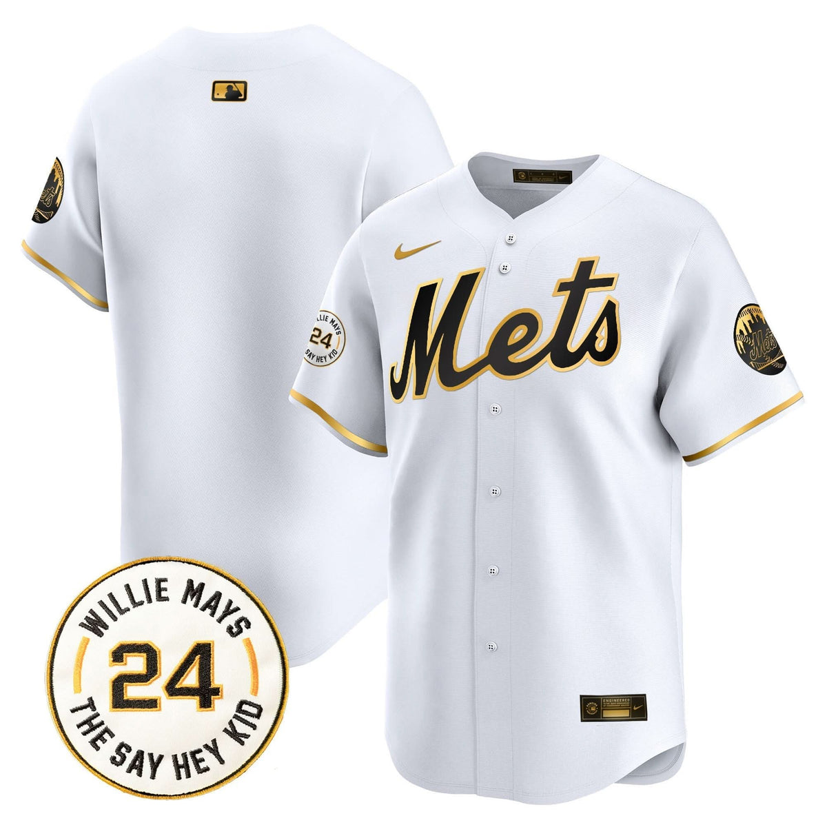 New York Mets Willie Mays Patch Vapor Premier Limited Jersey - Stitched
