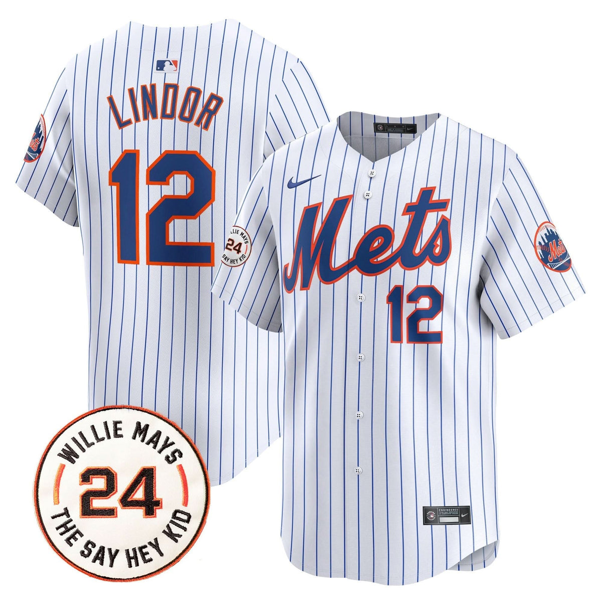 New York Mets Willie Mays Patch Vapor Premier Limited Jersey - Stitched