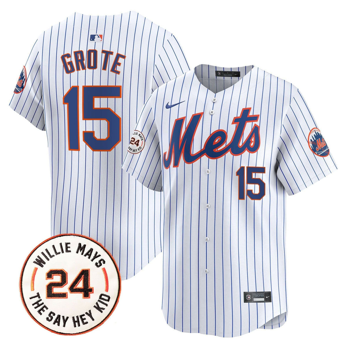 New York Mets Willie Mays Patch Vapor Premier Limited Jersey - Stitched