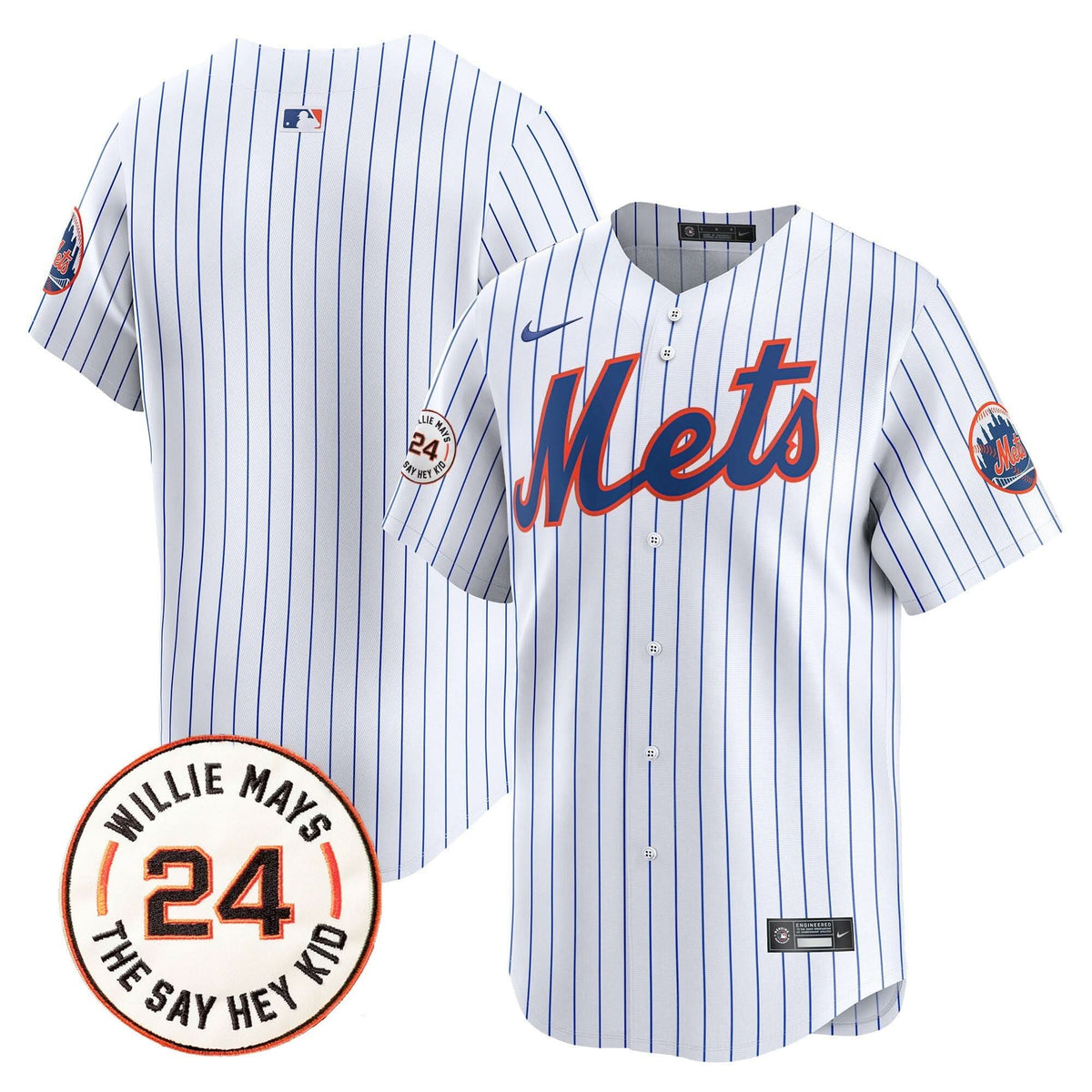 New York Mets Willie Mays Patch Vapor Premier Limited Jersey - Stitched