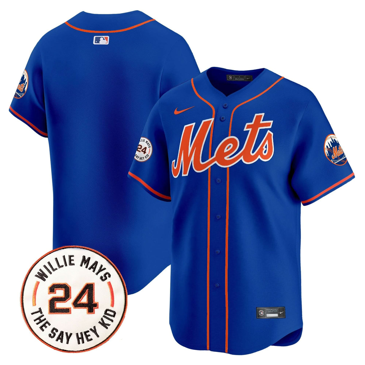 New York Mets Willie Mays Patch Vapor Premier Limited Jersey - Stitched