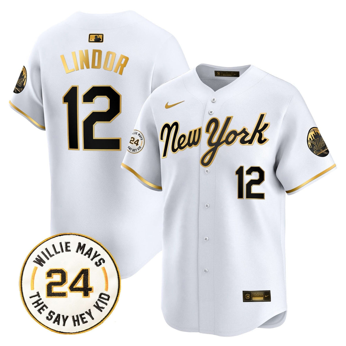 New York Mets Willie Mays Patch Vapor Premier Limited Jersey - Stitched