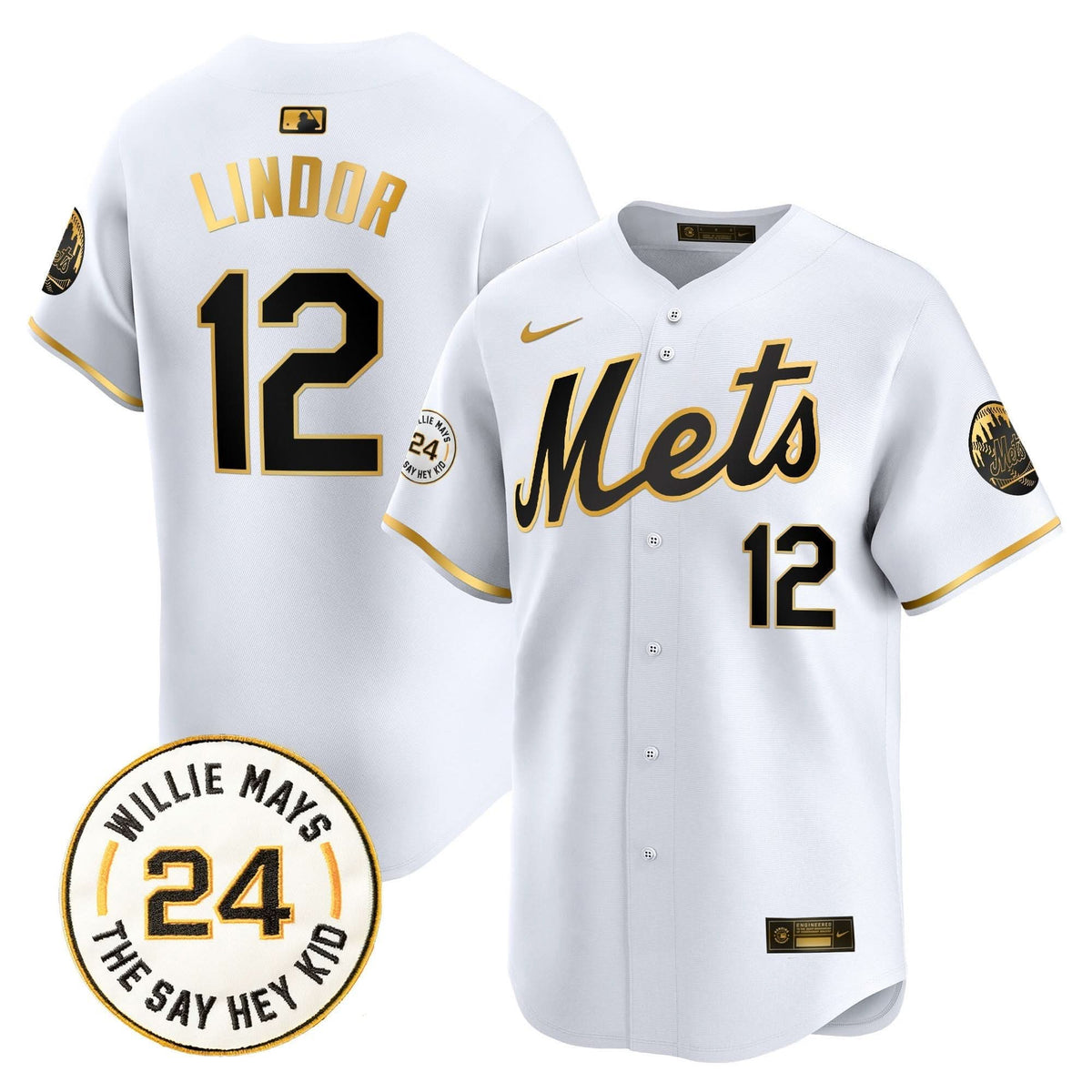 New York Mets Willie Mays Patch Vapor Premier Limited Jersey - Stitched