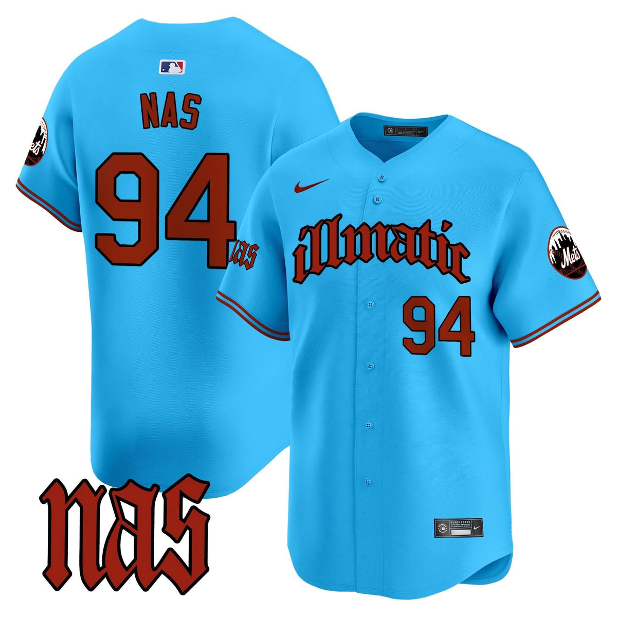 New York Mets Nas Illmatic Vapor Premier Limited Jersey - Stitched