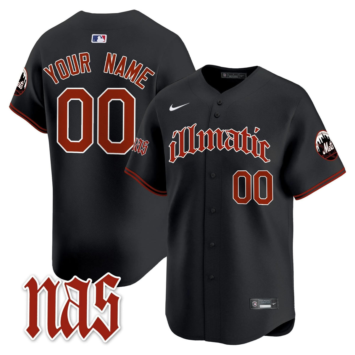 New York Mets Nas Illmatic Vapor Premier Limited Custom Jersey - Stitched