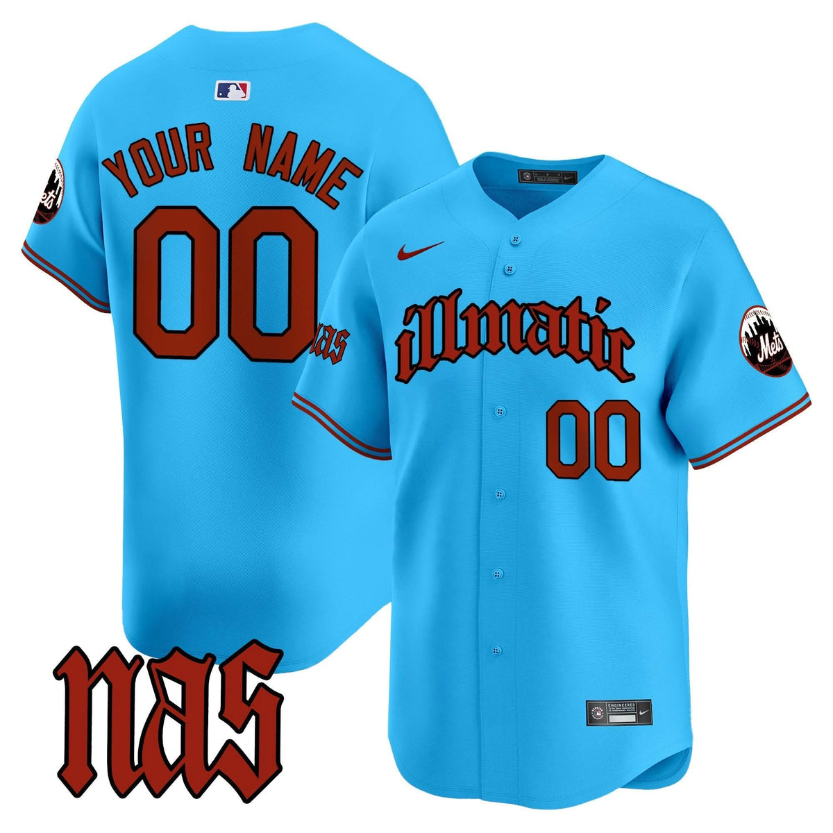 New York Mets Nas Illmatic Vapor Premier Limited Custom Jersey - Stitched
