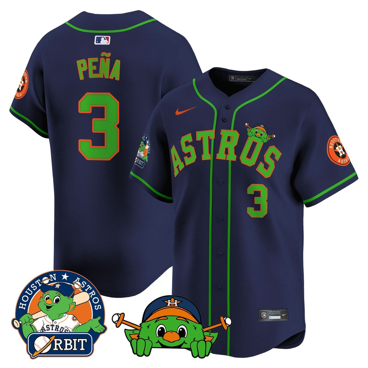 Houston Astros Orbit Patch Vapor Premier Limited Jersey V3 - Stitched