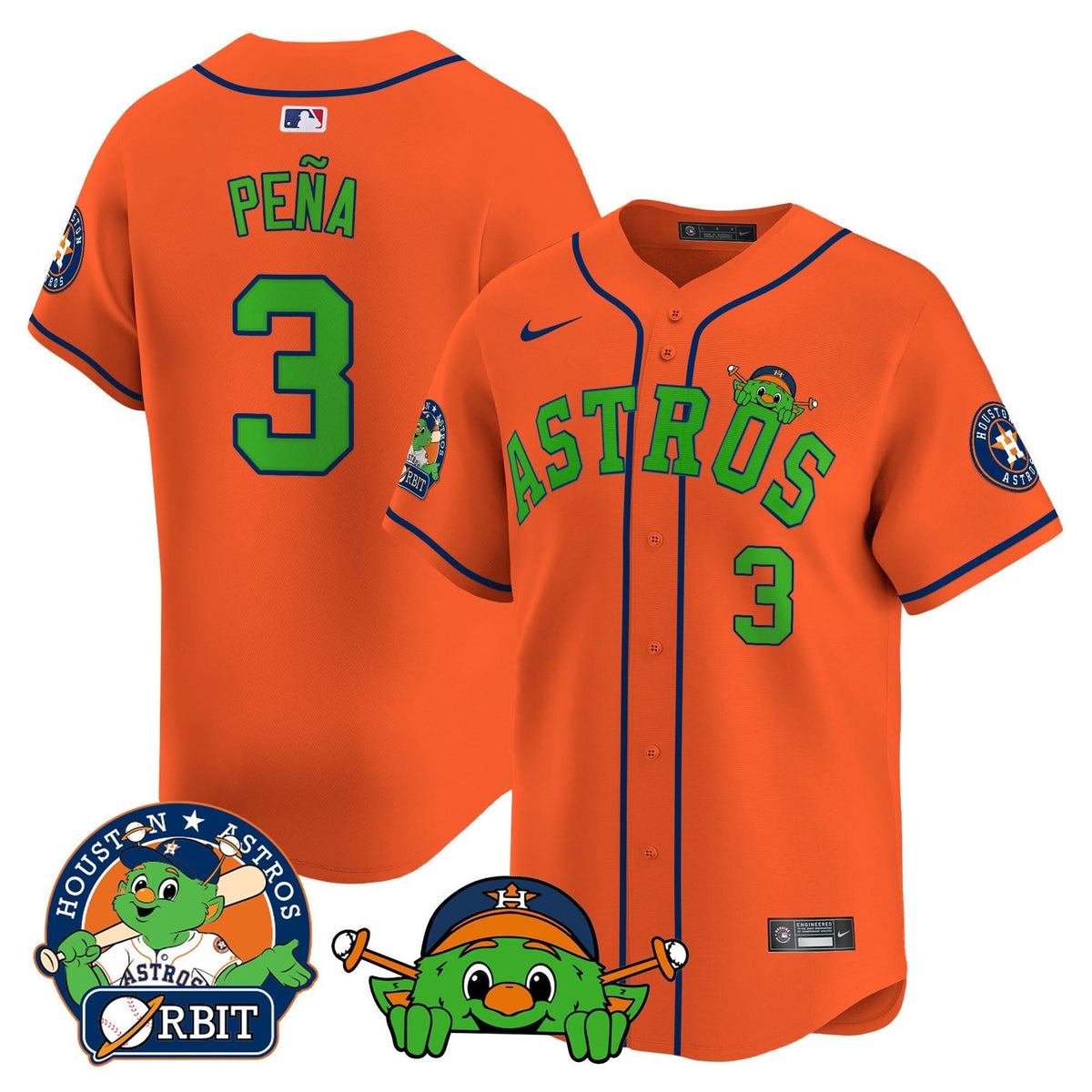 Houston Astros Orbit Patch Vapor Premier Limited Jersey V3 - Stitched