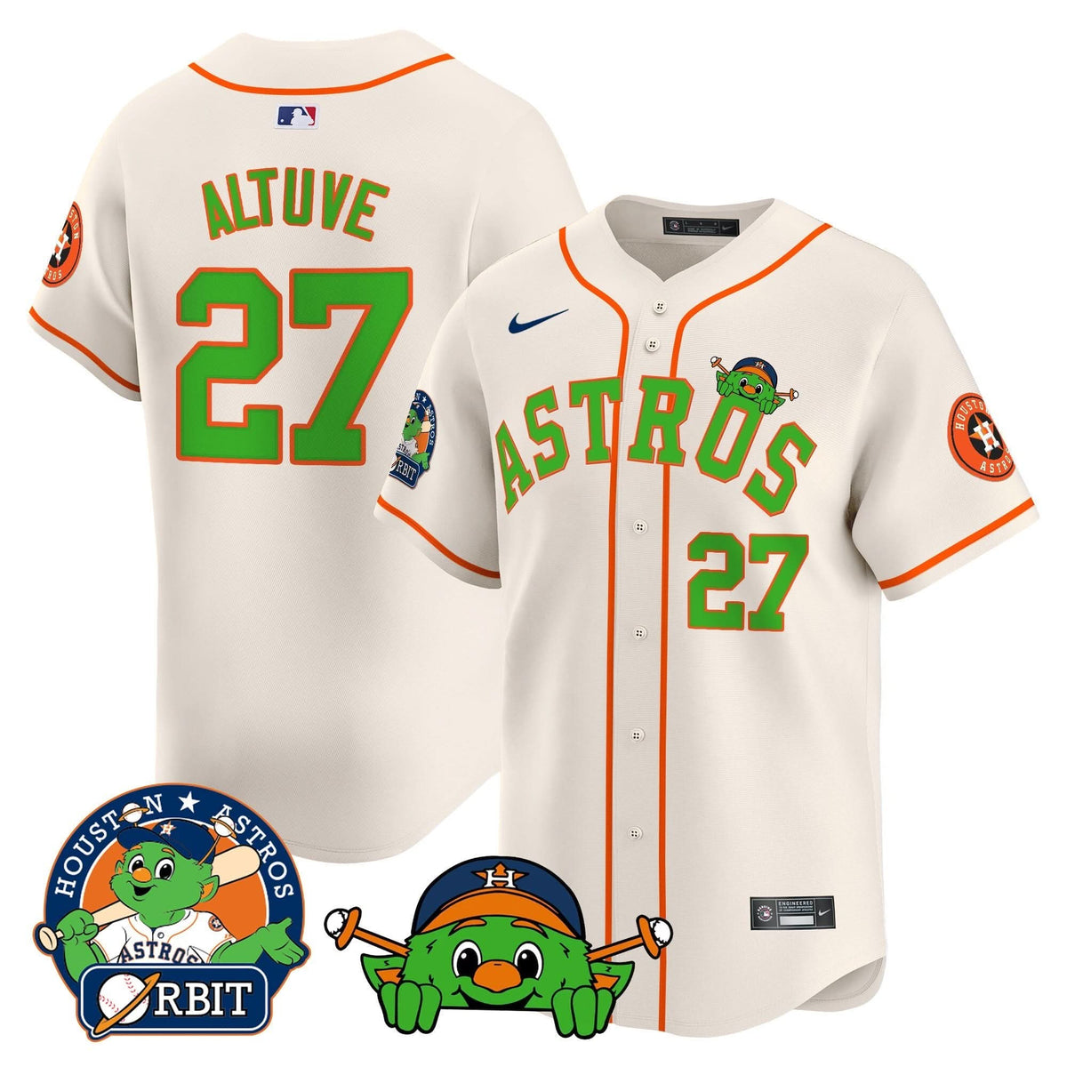 Houston Astros Orbit Patch Vapor Premier Limited Jersey V3 - Stitched