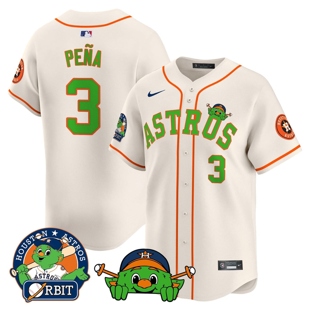 Houston Astros Orbit Patch Vapor Premier Limited Jersey V3 - Stitched