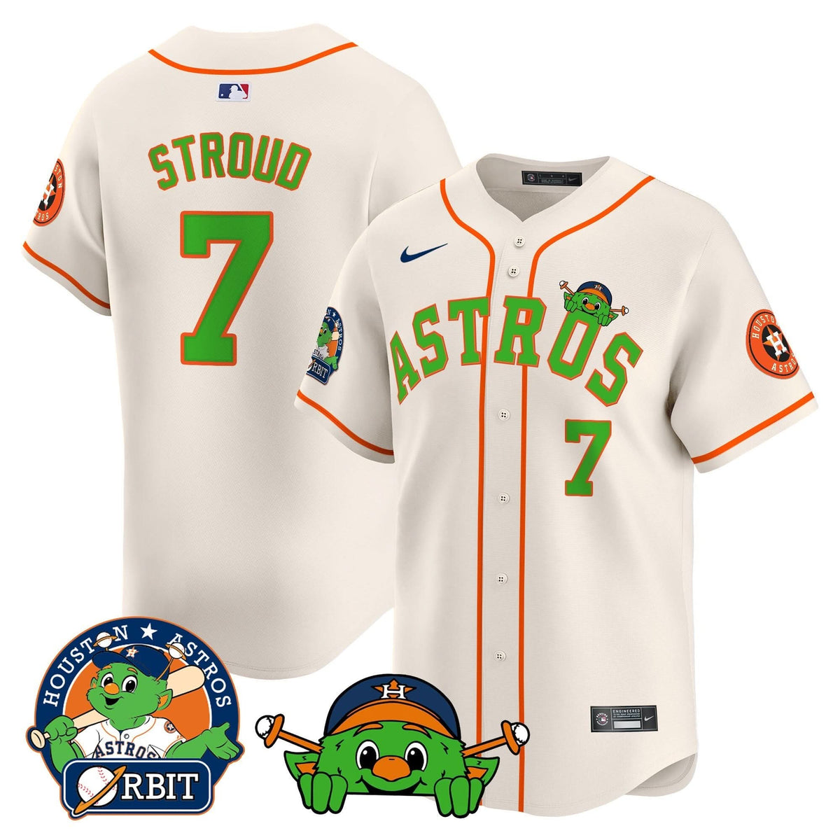 Houston Astros Orbit Patch Vapor Premier Limited Jersey V3 - Stitched