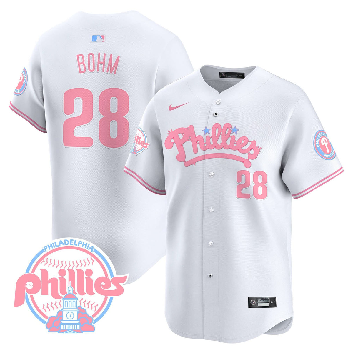Philadelphia Phillies Bubblegum Pink Vapor Premier Limited Jersey - Stitched
