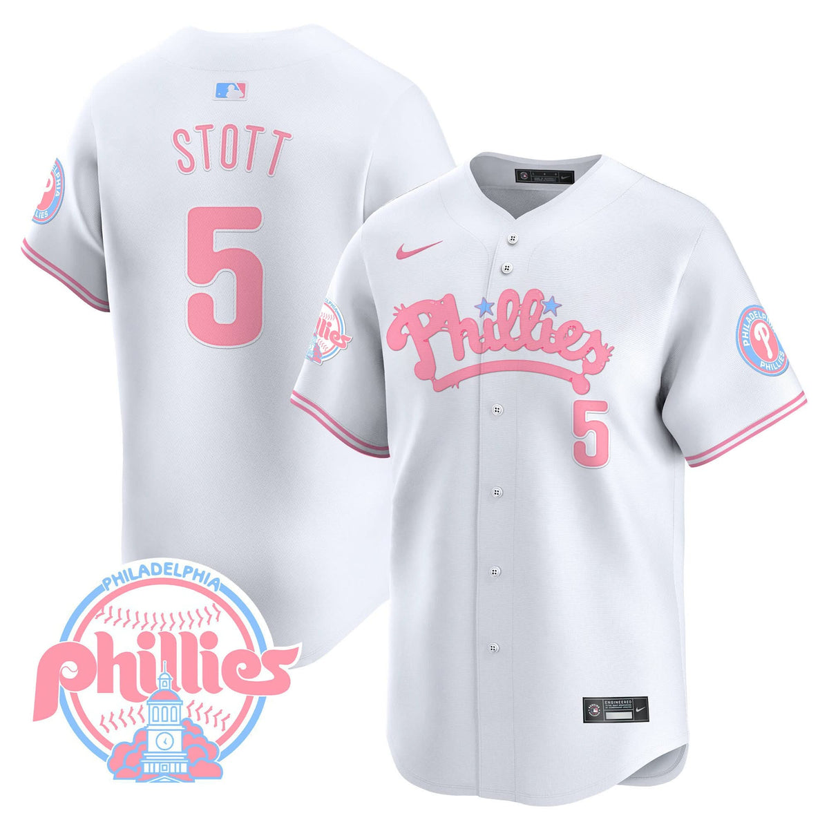 Philadelphia Phillies Bubblegum Pink Vapor Premier Limited Jersey - Stitched