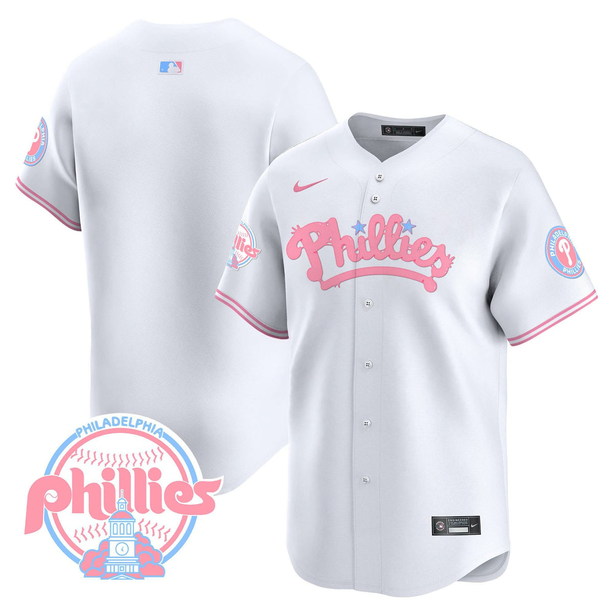 Philadelphia Phillies Bubblegum Pink Vapor Premier Limited Jersey - Stitched