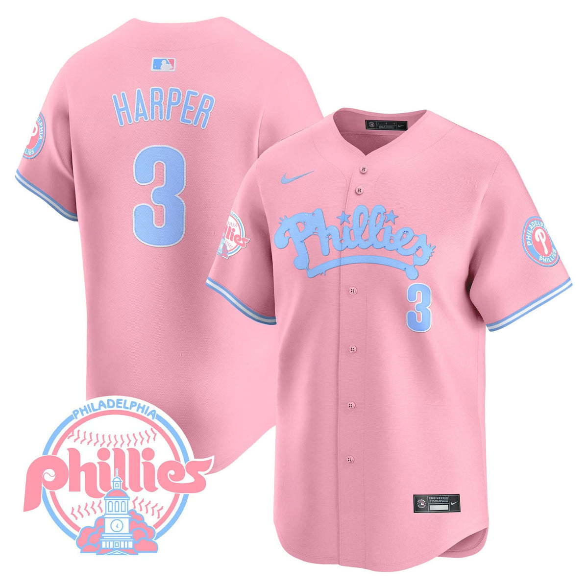 Philadelphia Phillies Bubblegum Pink Vapor Premier Limited Jersey - Stitched