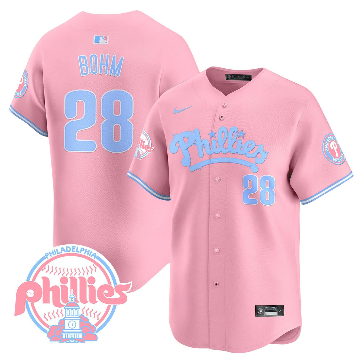 Philadelphia Phillies Bubblegum Pink Vapor Premier Limited Jersey - Stitched