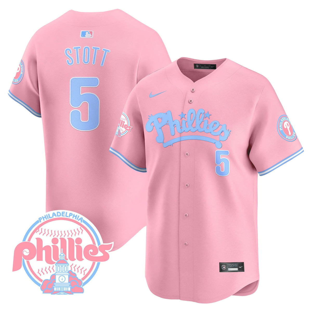 Philadelphia Phillies Bubblegum Pink Vapor Premier Limited Jersey - Stitched