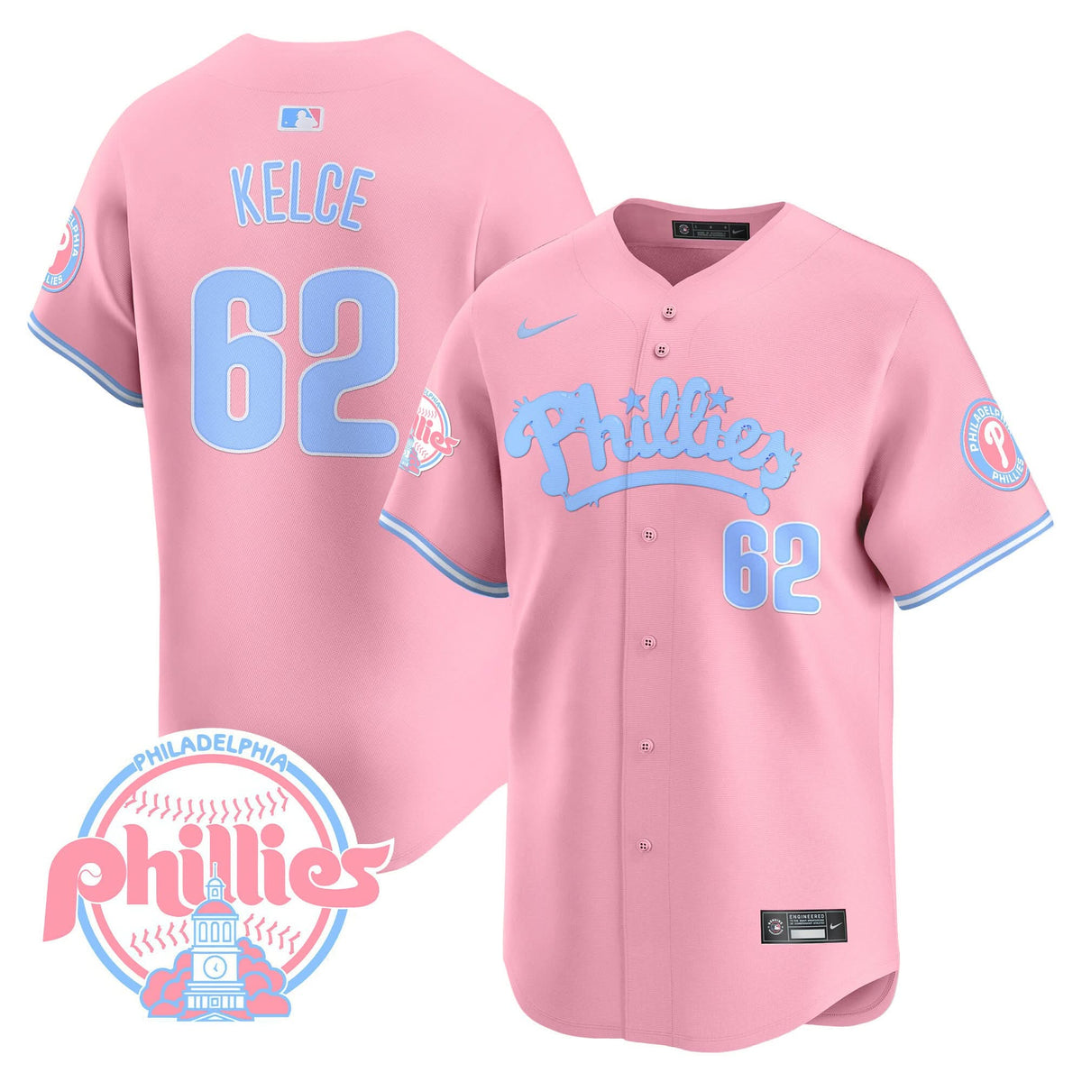 Philadelphia Phillies Bubblegum Pink Vapor Premier Limited Jersey - Stitched