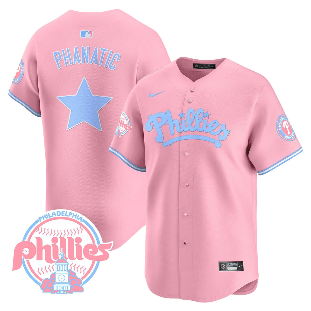 Philadelphia Phillies Bubblegum Pink Vapor Premier Limited Jersey - Stitched