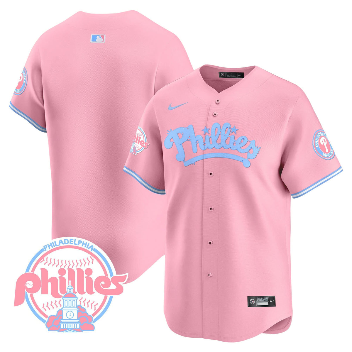 Philadelphia Phillies Bubblegum Pink Vapor Premier Limited Jersey - Stitched