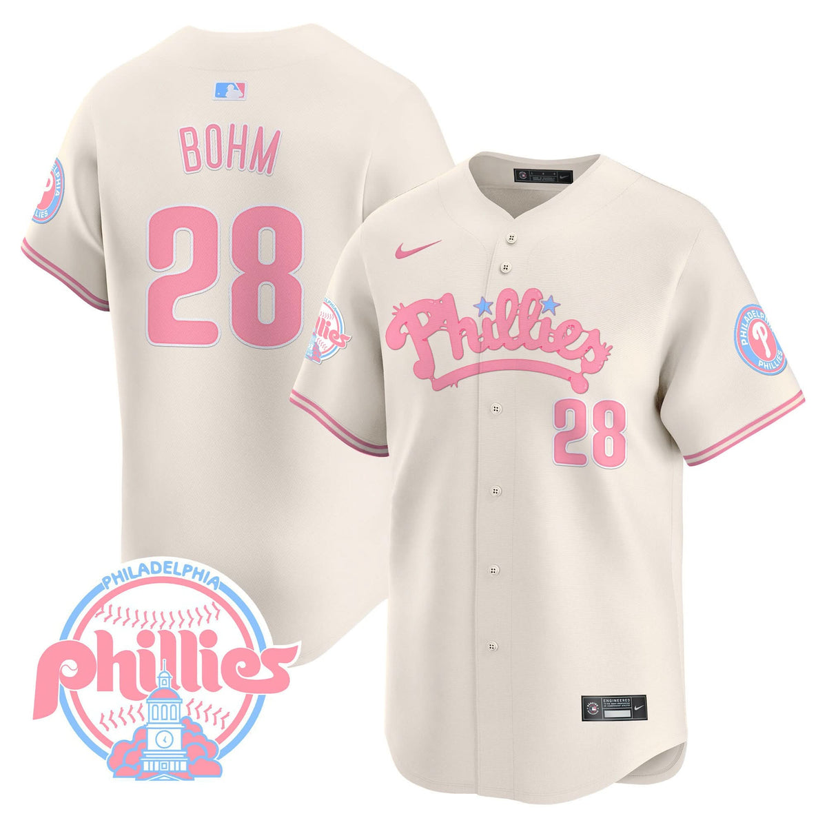 Philadelphia Phillies Bubblegum Pink Vapor Premier Limited Jersey - Stitched