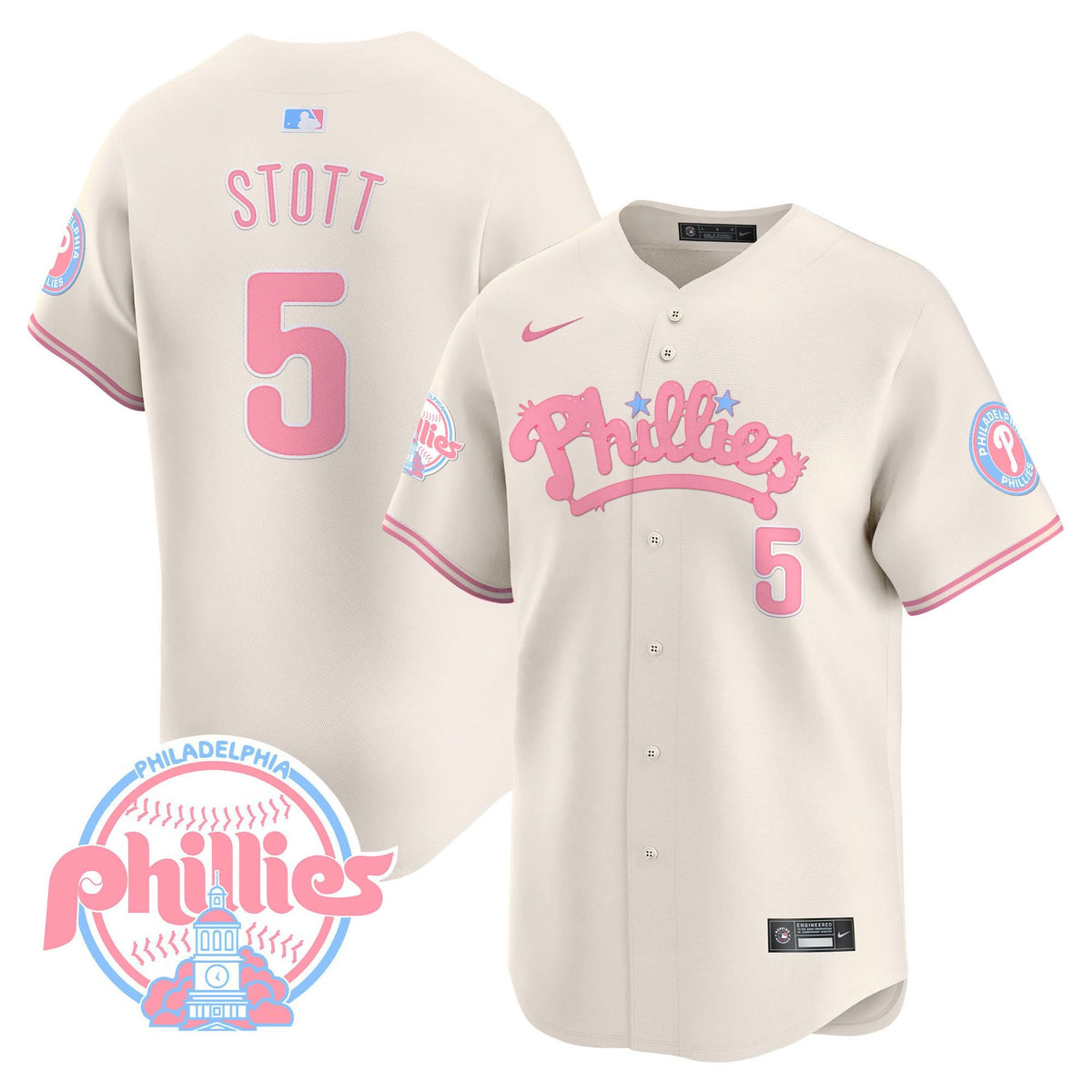 Philadelphia Phillies Bubblegum Pink Vapor Premier Limited Jersey - Stitched