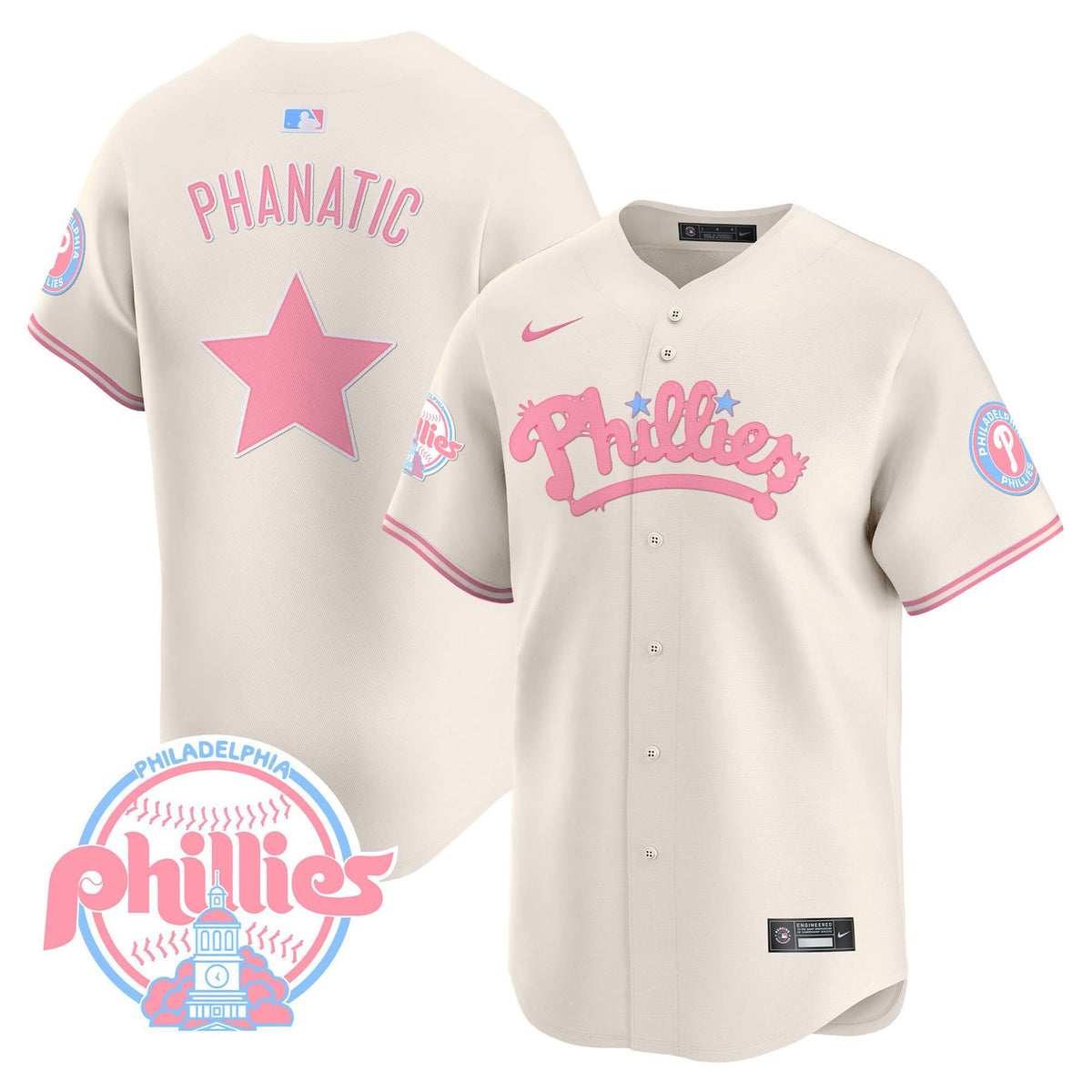 Philadelphia Phillies Bubblegum Pink Vapor Premier Limited Jersey - Stitched