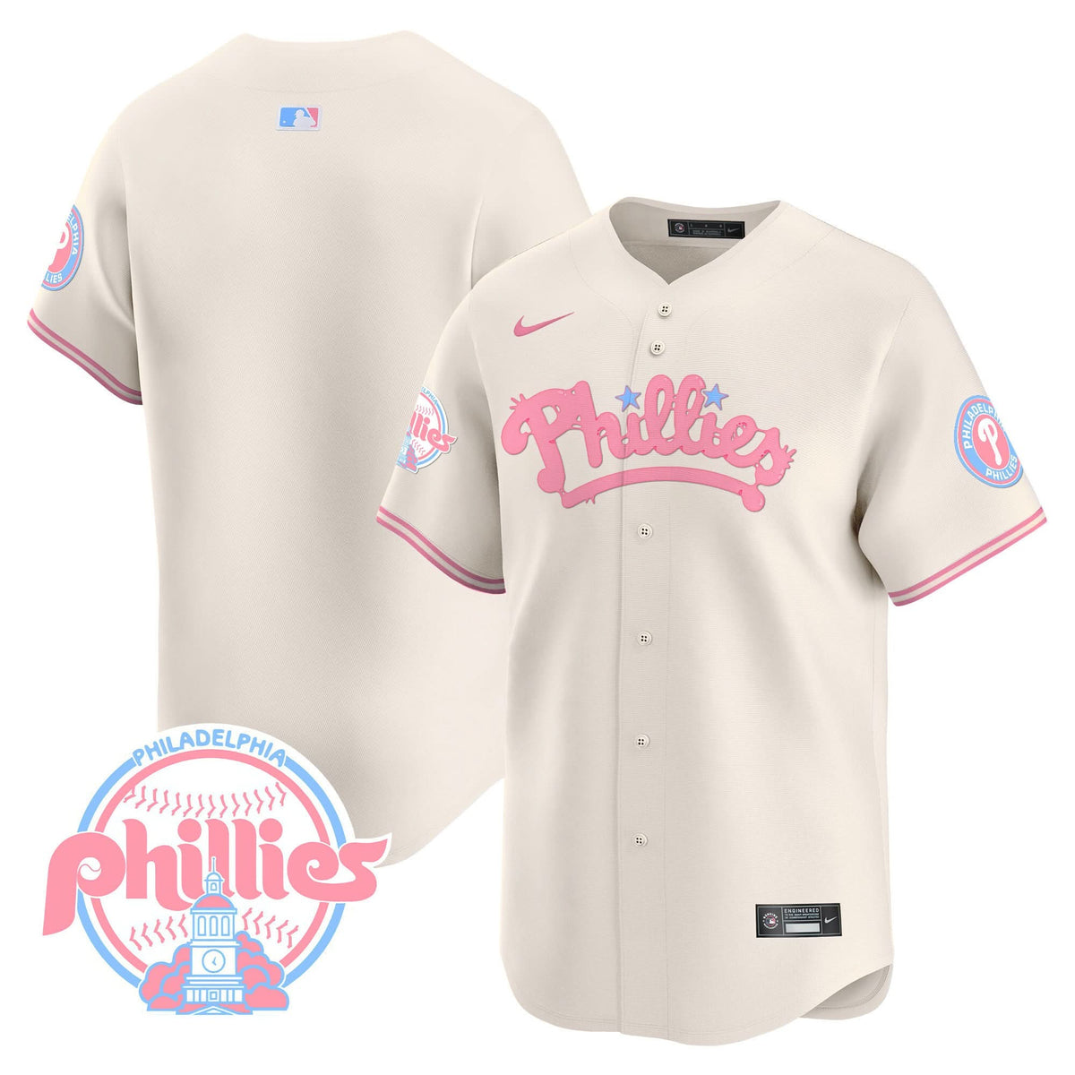 Philadelphia Phillies Bubblegum Pink Vapor Premier Limited Jersey - Stitched
