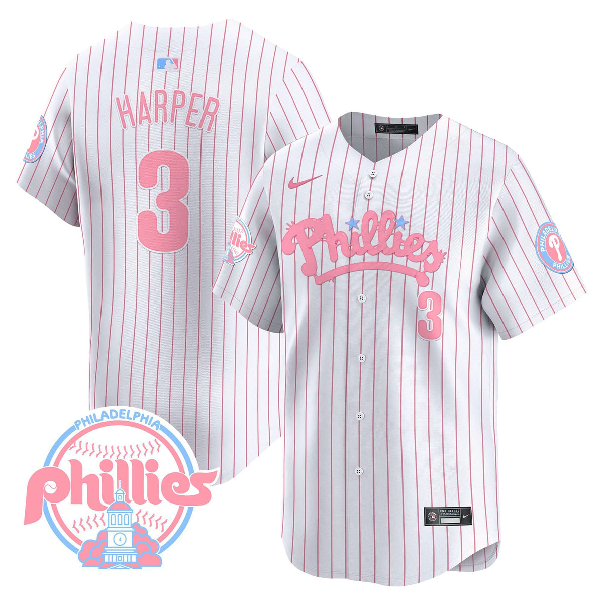Philadelphia Phillies Bubblegum Pink Vapor Premier Limited Jersey - Stitched