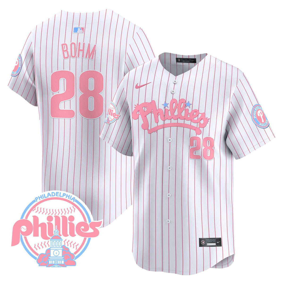 Philadelphia Phillies Bubblegum Pink Vapor Premier Limited Jersey - Stitched