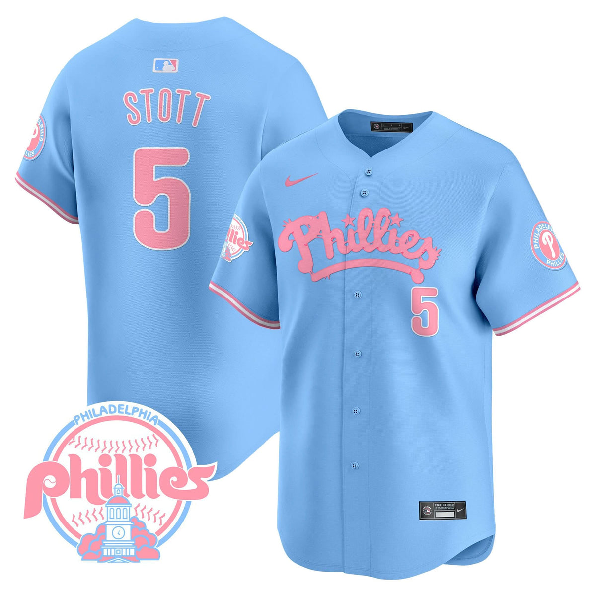 Philadelphia Phillies Bubblegum Pink Vapor Premier Limited Jersey - Stitched