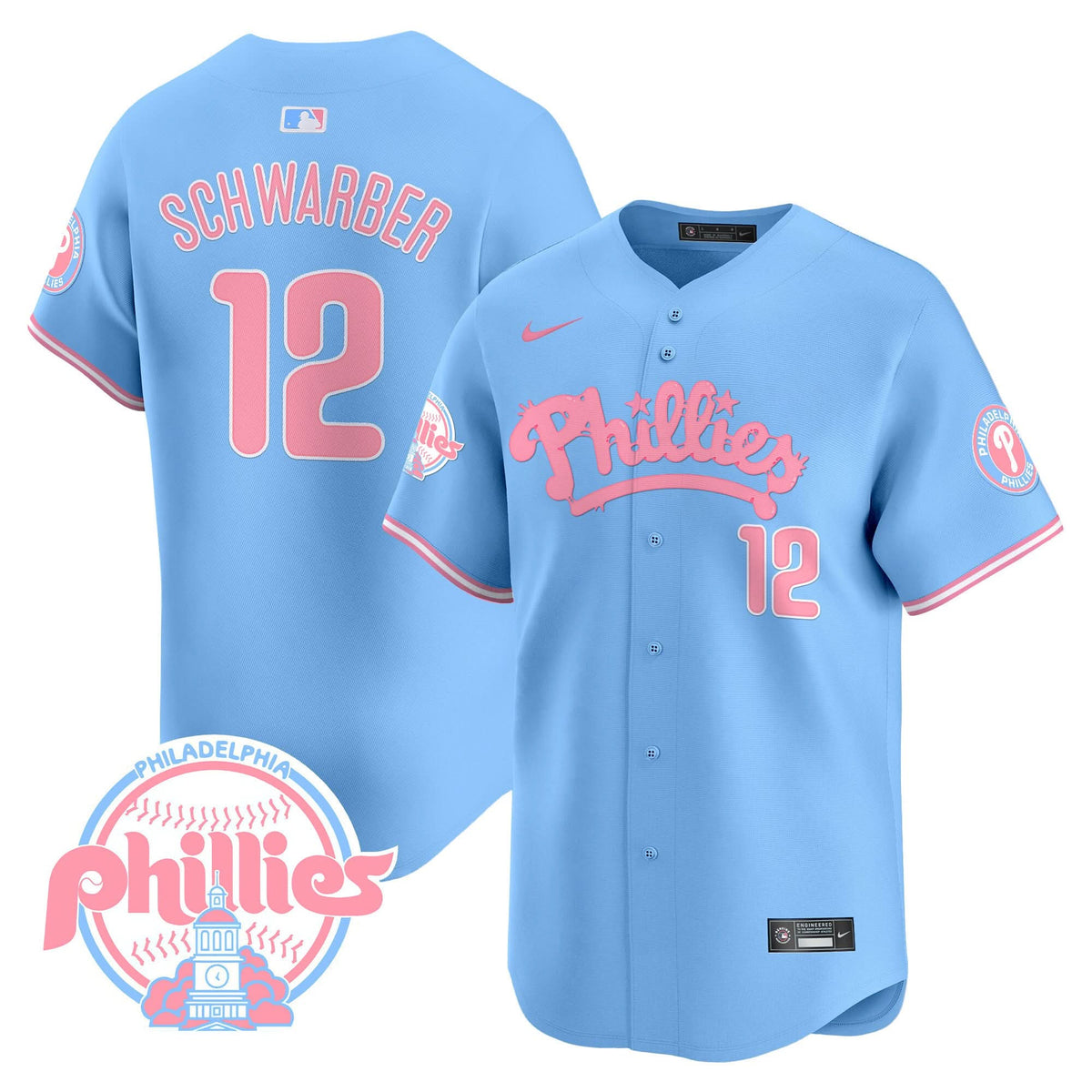 Philadelphia Phillies Bubblegum Pink Vapor Premier Limited Jersey - Stitched