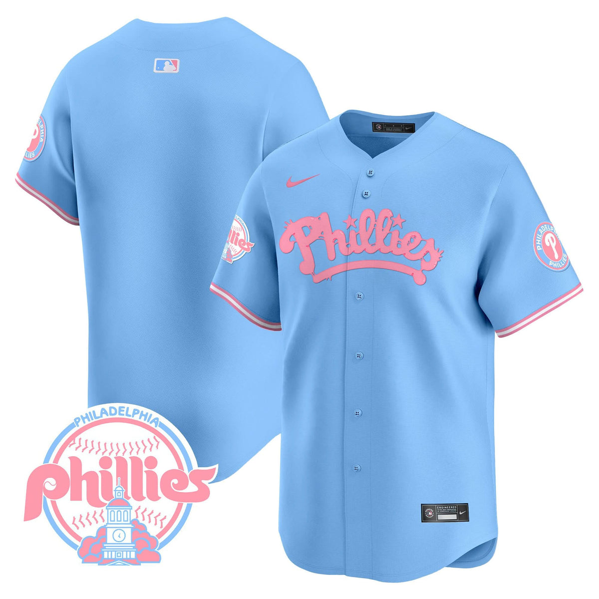 Philadelphia Phillies Bubblegum Pink Vapor Premier Limited Jersey - Stitched
