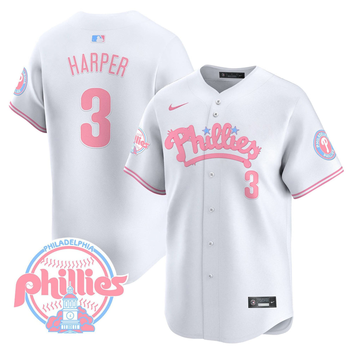 Philadelphia Phillies Bubblegum Pink Vapor Premier Limited Jersey - Stitched