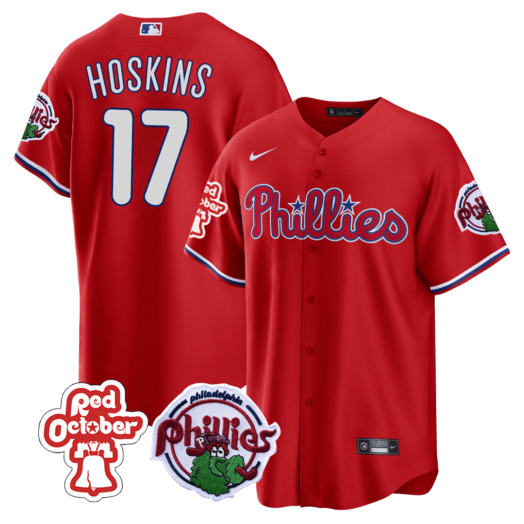 Philadelphia Phillies Red October Patch Cool Base Jersey - Stitched