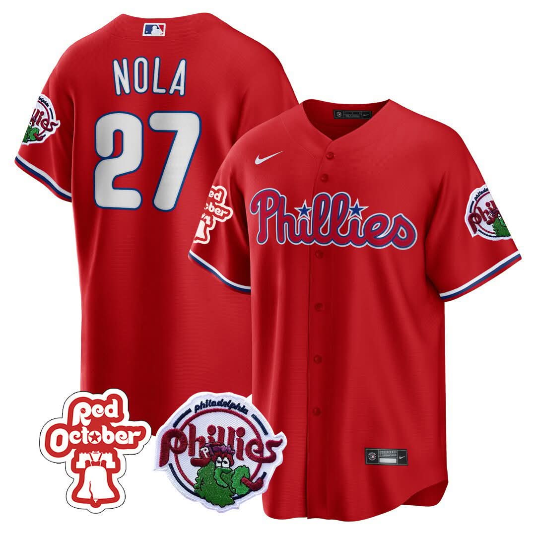 Philadelphia Phillies Red October Patch Cool Base Jersey - Stitched