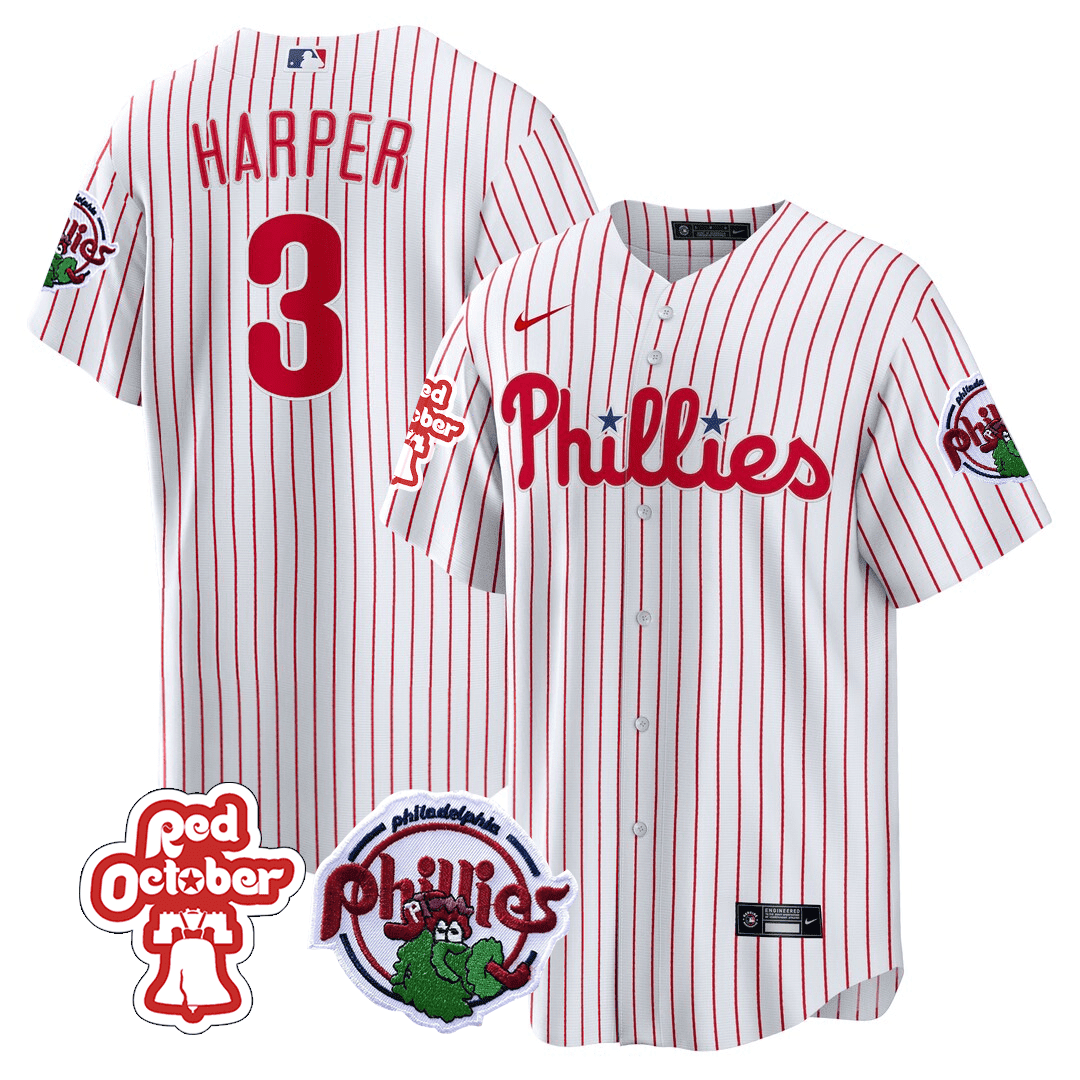 Philadelphia Phillies Red October Patch Cool Base Jersey - Stitched