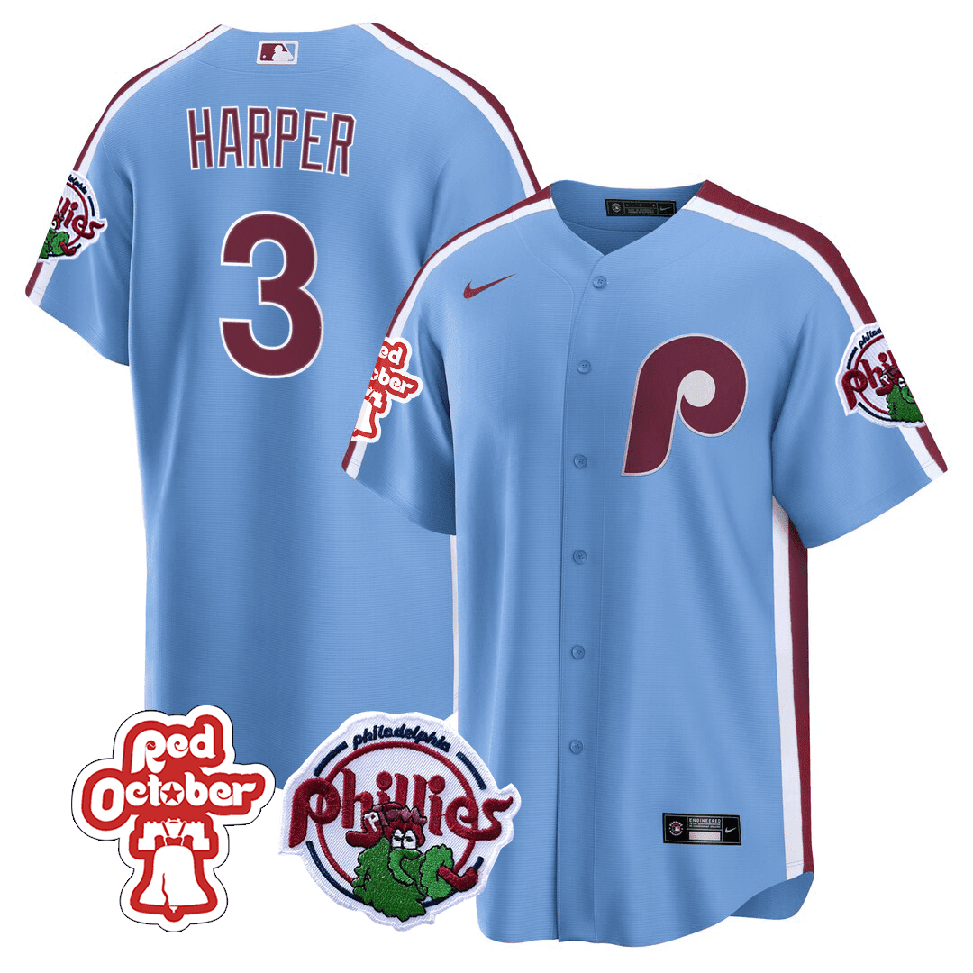 Philadelphia Phillies Red October Patch Cool Base Jersey - Stitched